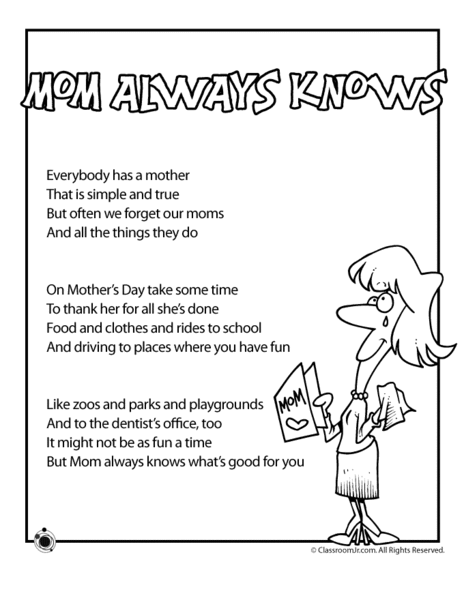 short mothers day poems for kids. mothers day poems from children. short mothers day poems from